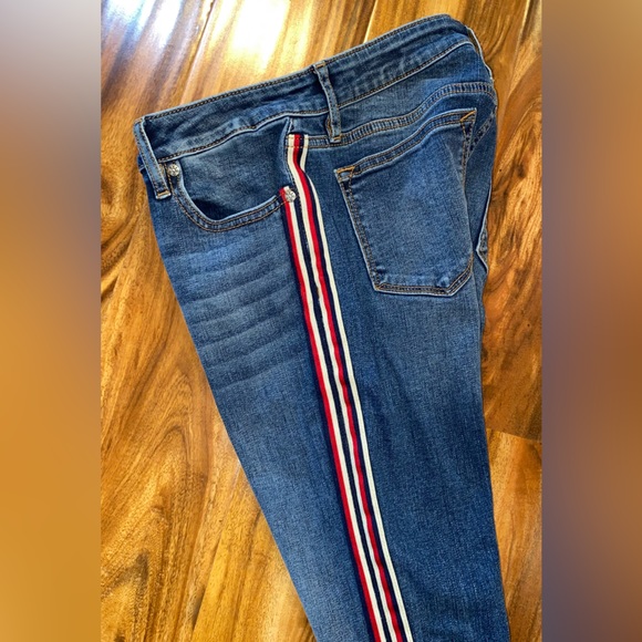 Vigoss Y2K Jeans Jagger Skinny Frayed Step Hem Racing Stripe Fading Sz W26 L2 - Picture 15 of 16